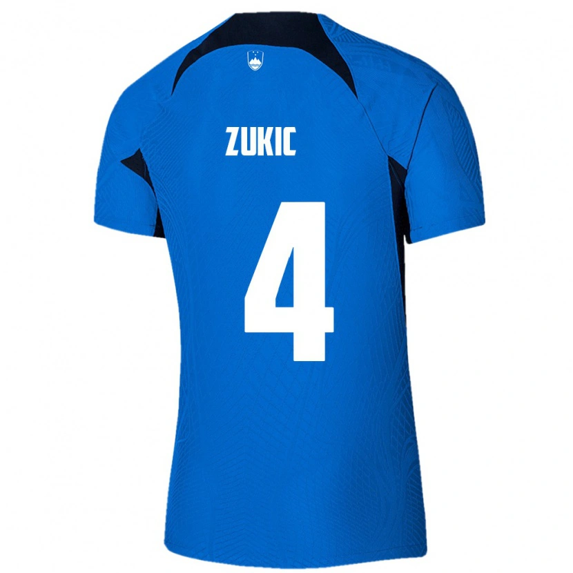 DanxenメンズスロベニアDamir Zukic#4青 白アウェイシャツ26-28ジャージーユニフォーム