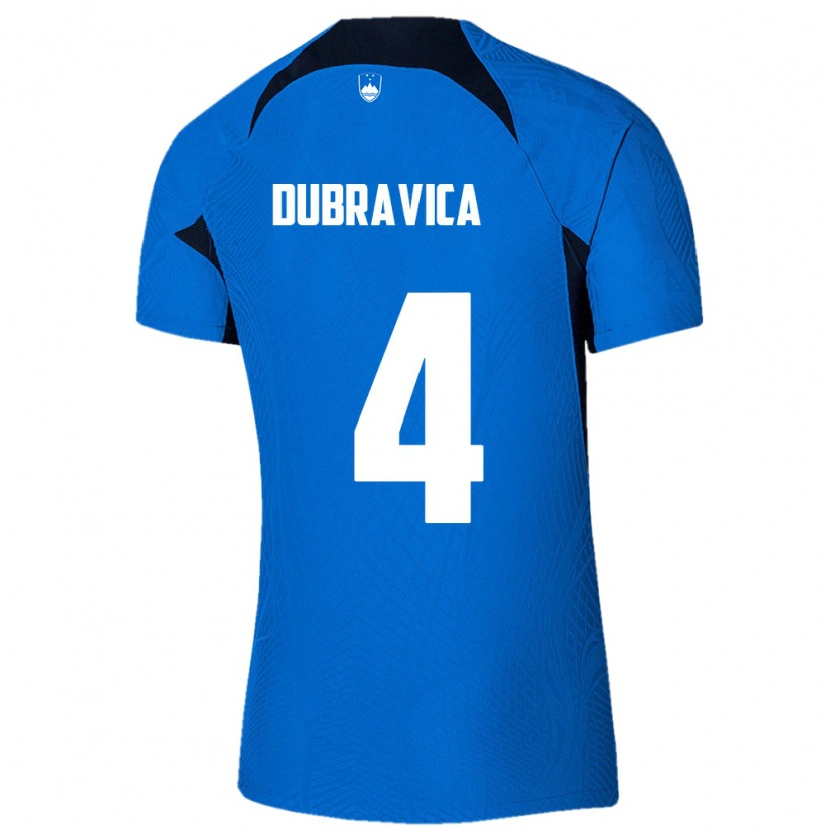DanxenメンズスロベニアLeon Dubravica#4青 白アウェイシャツ26-28ジャージーユニフォーム
