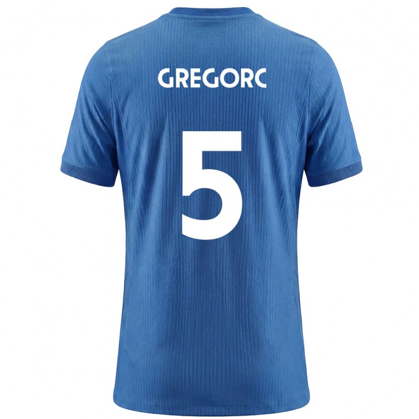 DanxenメンズスロベニアMatija Gregorc#5青 白アウェイシャツ26-28ジャージーユニフォーム