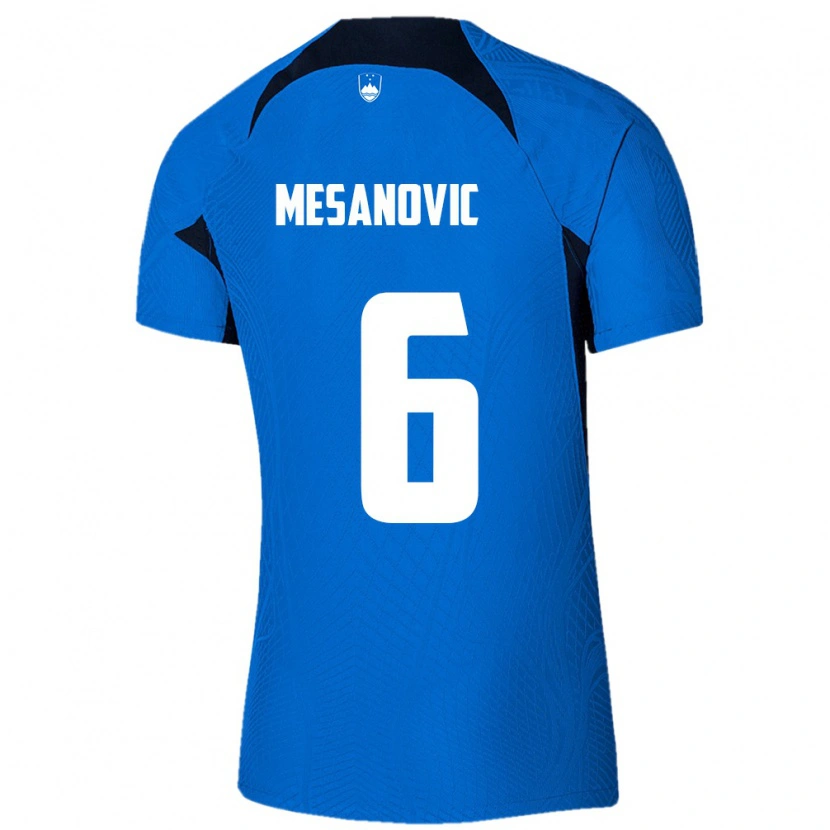 DanxenメンズスロベニアEmin Mesanovic#6青 白アウェイシャツ26-28ジャージーユニフォーム