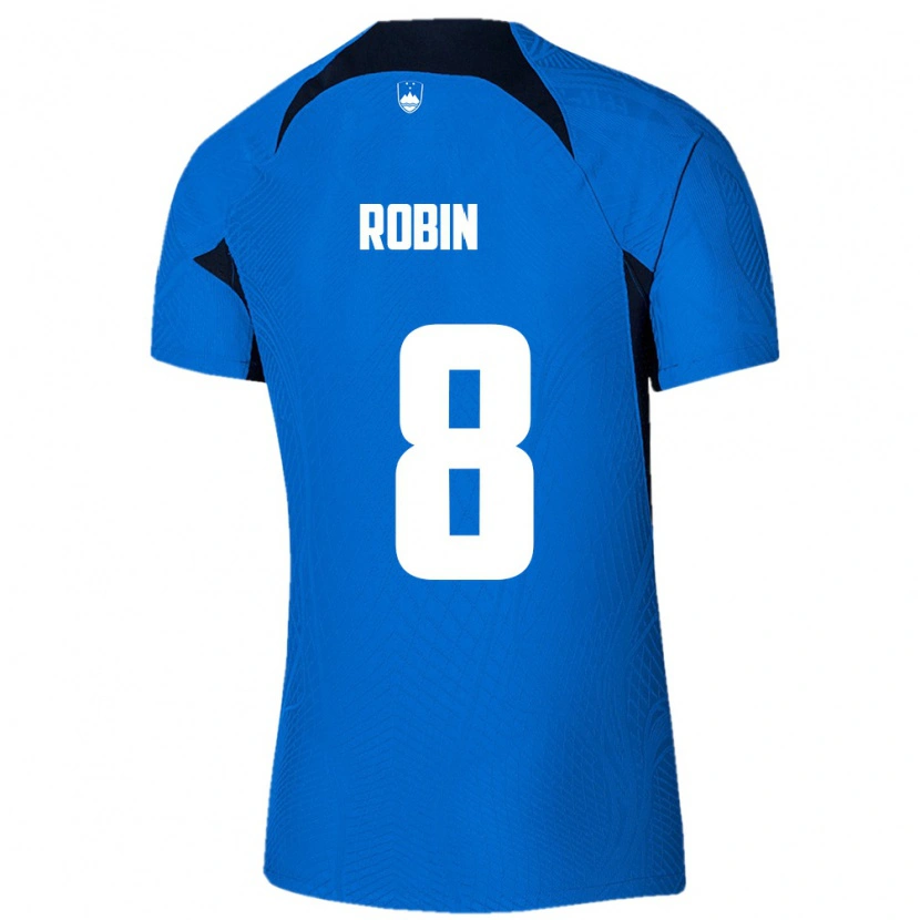 DanxenメンズスロベニアJaka Robin#8青 白アウェイシャツ26-28ジャージーユニフォーム