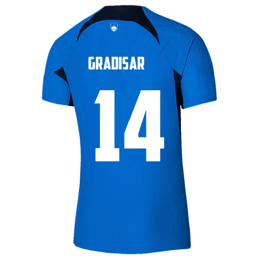 DanxenメンズスロベニアNejc Gradisar#14青 白アウェイシャツ26-28ジャージーユニフォーム