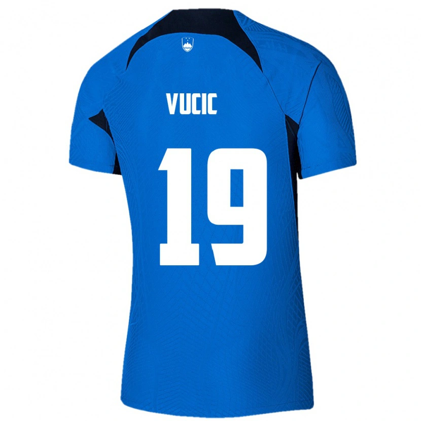 DanxenメンズスロベニアAron Vucic#19青 白アウェイシャツ26-28ジャージーユニフォーム