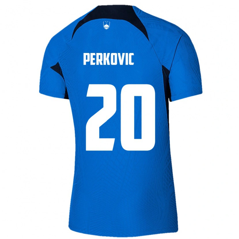 DanxenメンズスロベニアNino Perkovic#20青 白アウェイシャツ26-28ジャージーユニフォーム