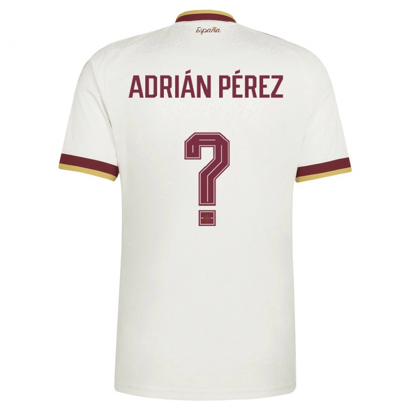 DanxenメンズスペインAdrián Pérez#0オフホワイト バーガンディアウェイシャツ26-28ジャージーユニフォーム
