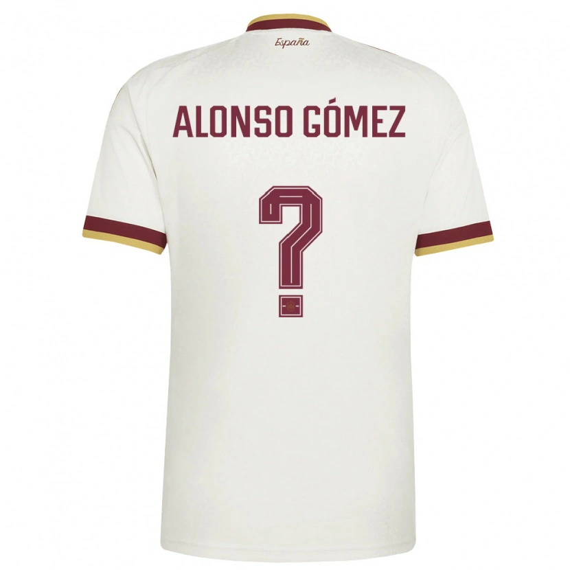 DanxenメンズスペインAlonso Gómez#0オフホワイト バーガンディアウェイシャツ26-28ジャージーユニフォーム