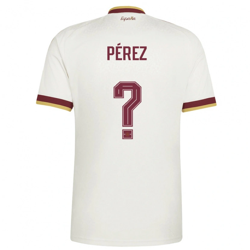 DanxenメンズスペインLuismi Pérez#0オフホワイト バーガンディアウェイシャツ26-28ジャージーユニフォーム