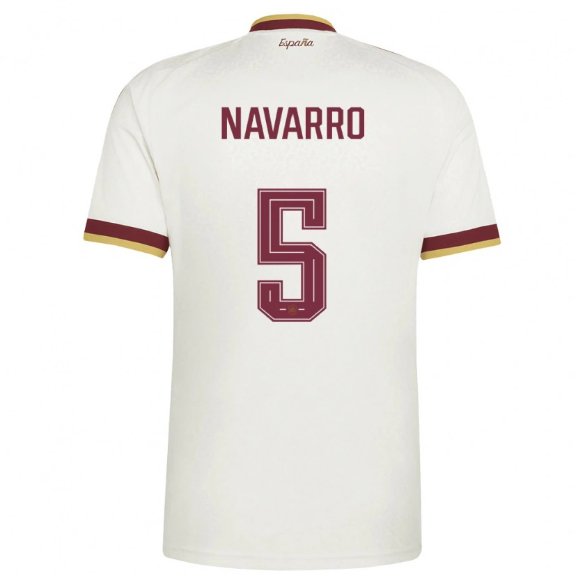 Danxenメンズスペインアルバート・ナバロ#5オフホワイト バーガンディアウェイシャツ26-28ジャージーユニフォーム