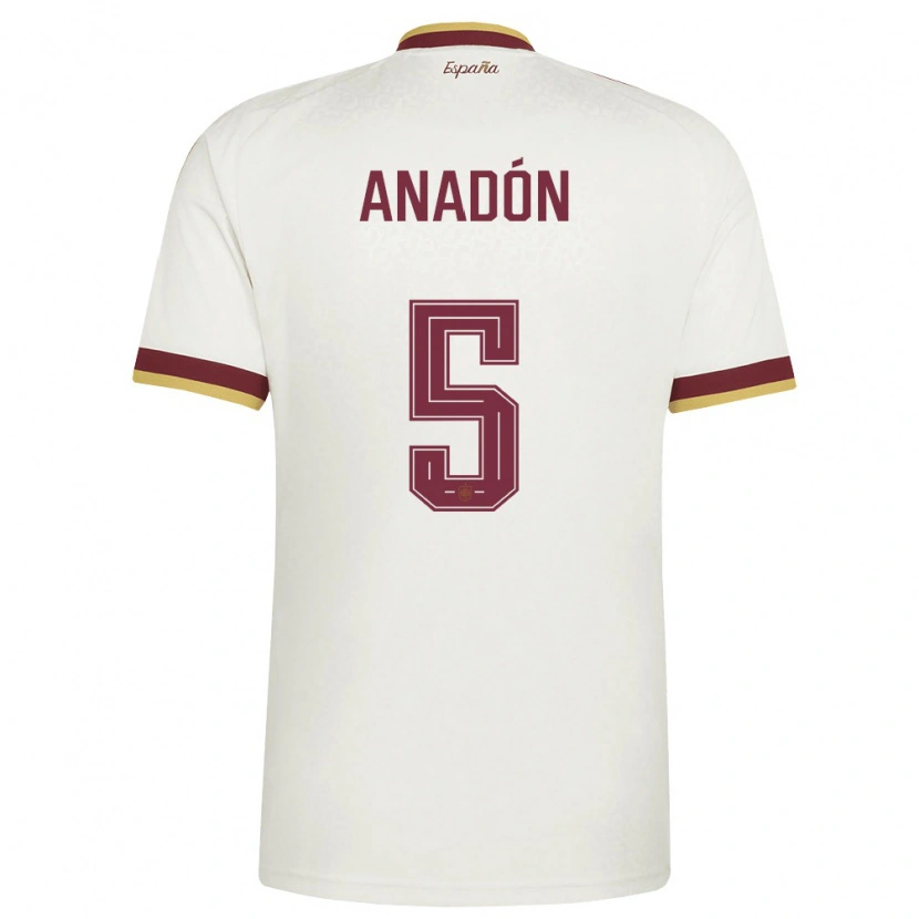 DanxenメンズスペインGuillermo Anadón#5オフホワイト バーガンディアウェイシャツ26-28ジャージーユニフォーム