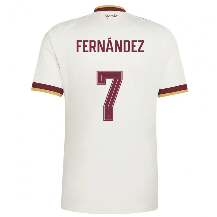 DanxenメンズスペインDani Fernández#7オフホワイト バーガンディアウェイシャツ26-28ジャージーユニフォーム