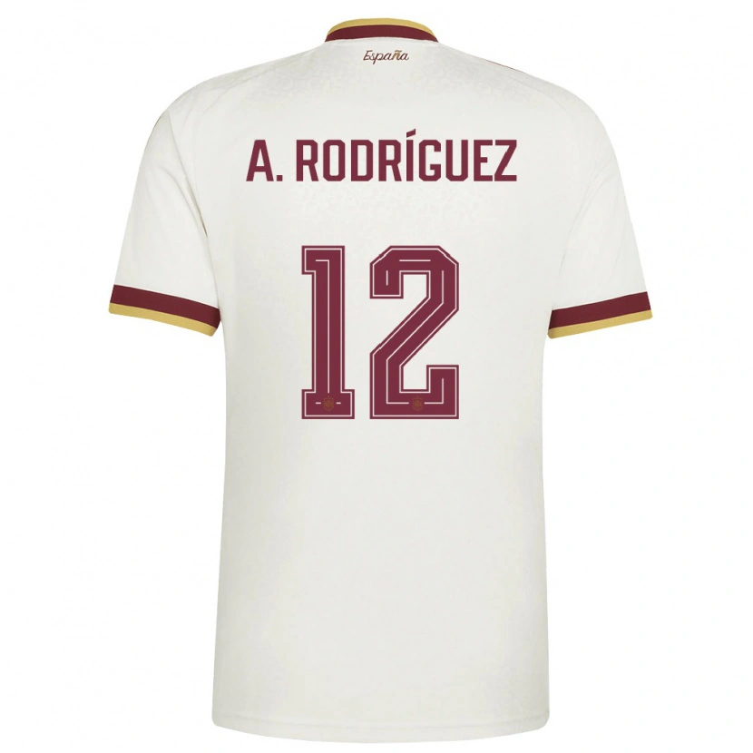 DanxenメンズスペインAnxo Rodríguez#12オフホワイト バーガンディアウェイシャツ26-28ジャージーユニフォーム