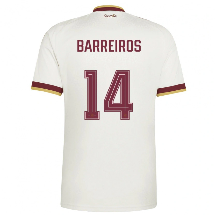 DanxenメンズスペインIago Barreiros#14オフホワイト バーガンディアウェイシャツ26-28ジャージーユニフォーム