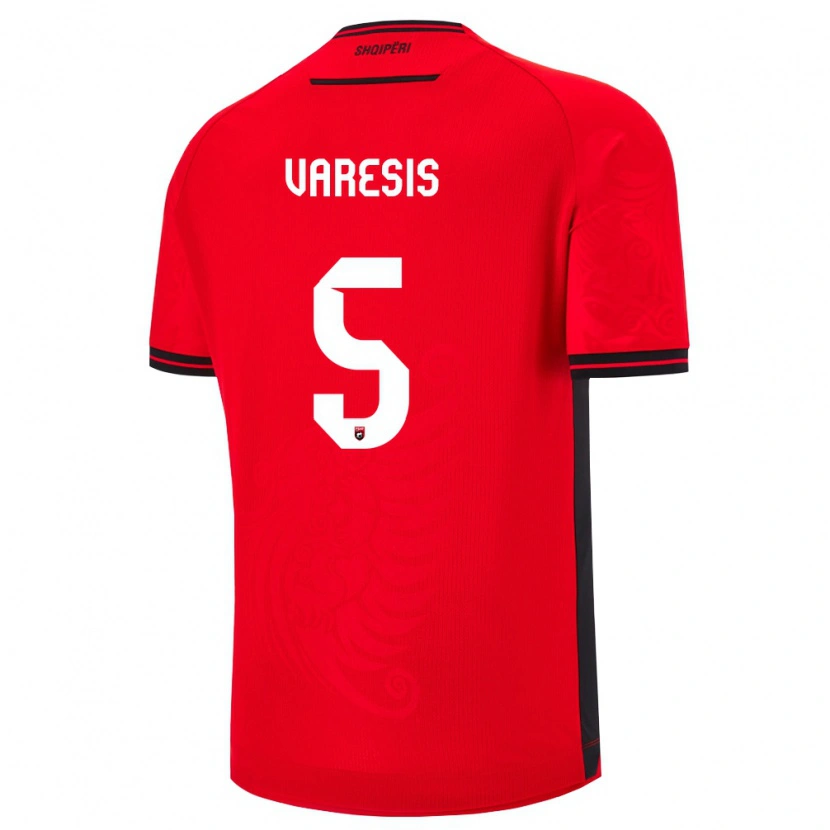 DanxenレディースアルバニアKonstantinos Varesis#5赤 黒ホームシャツ26-28ジャージーユニフォーム