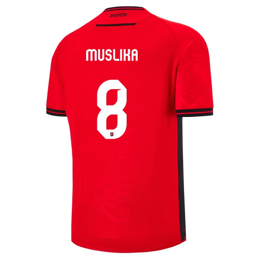 DanxenレディースアルバニアArmend Muslika#8赤 黒ホームシャツ26-28ジャージーユニフォーム
