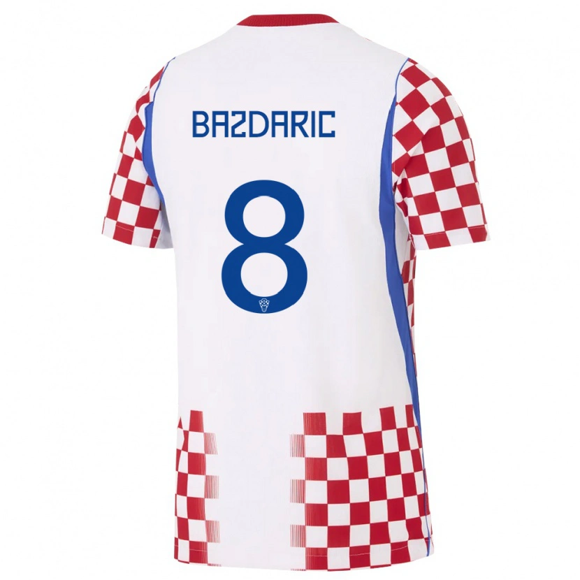 DanxenレディースクロアチアAntonio Bazdaric#8白 赤 青ホームシャツ26-28ジャージーユニフォーム