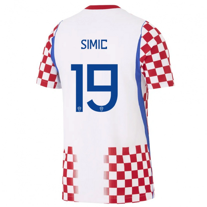 DanxenレディースクロアチアDominik Simic#19白 赤 青ホームシャツ26-28ジャージーユニフォーム