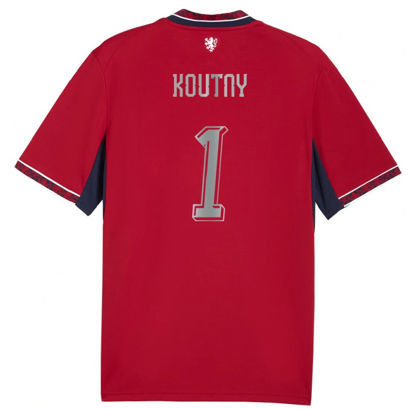 DanxenレディースチェコJan Koutny#1赤 白 紺ホームシャツ26-28ジャージーユニフォーム
