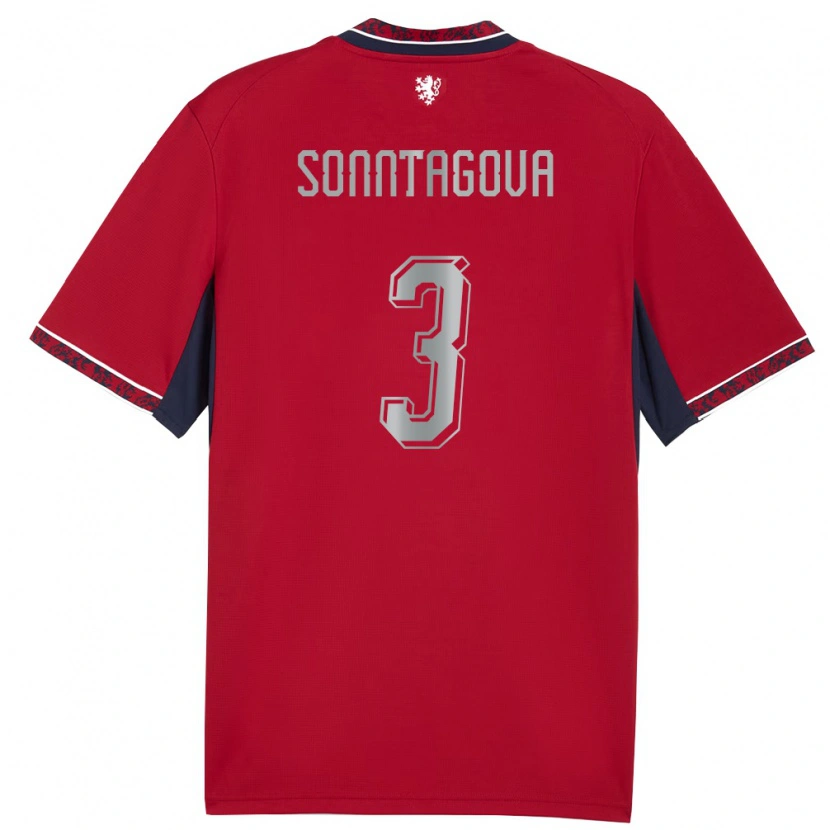 DanxenレディースチェコEliška Sonntagová#3赤 白 紺ホームシャツ26-28ジャージーユニフォーム