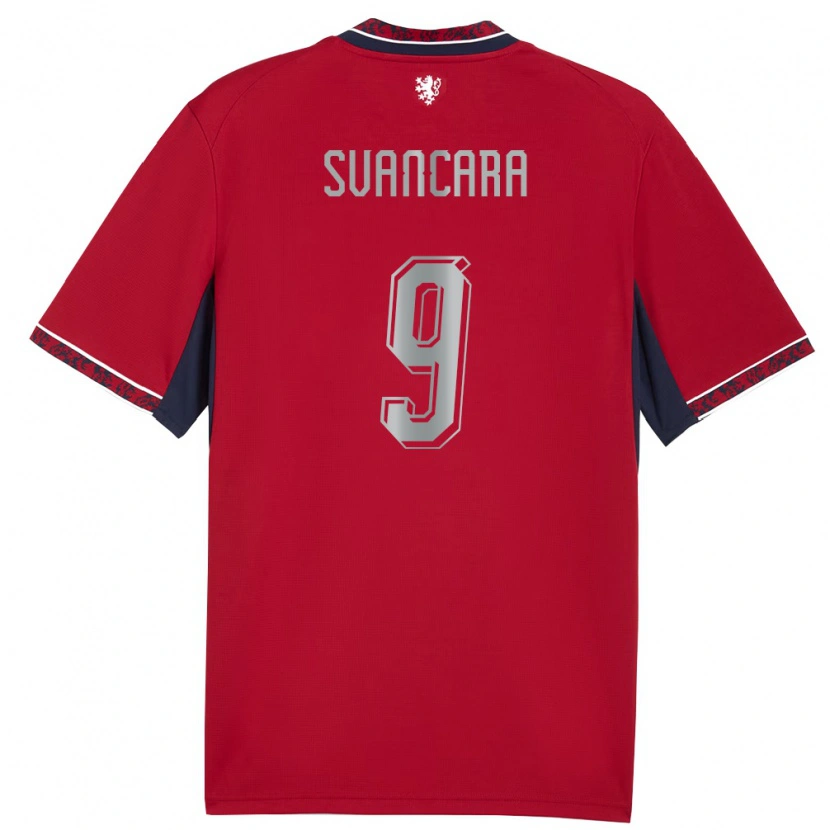 DanxenレディースチェコDaniel Svancara#9赤 白 紺ホームシャツ26-28ジャージーユニフォーム