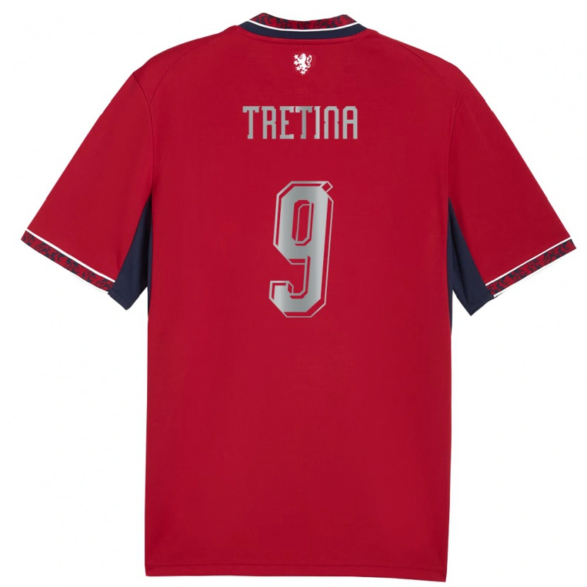 DanxenレディースチェコJan Tretina#9赤 白 紺ホームシャツ26-28ジャージーユニフォーム