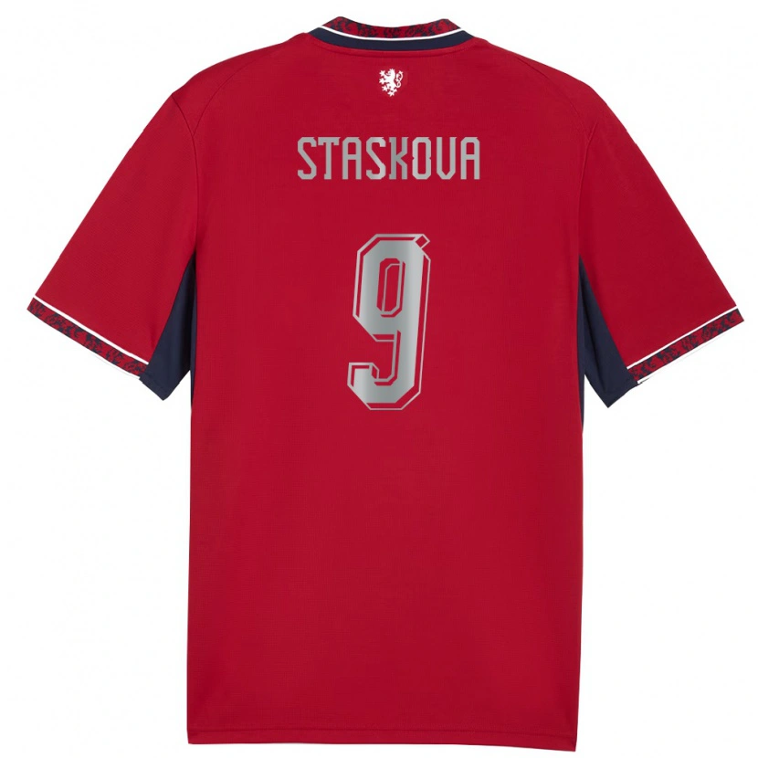 DanxenレディースチェコAndrea Stašková#9赤 白 紺ホームシャツ26-28ジャージーユニフォーム