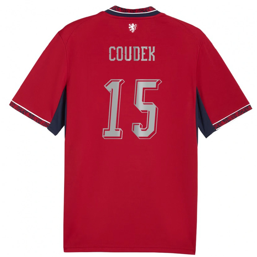 DanxenレディースチェコOndrej Coudek#15赤 白 紺ホームシャツ26-28ジャージーユニフォーム