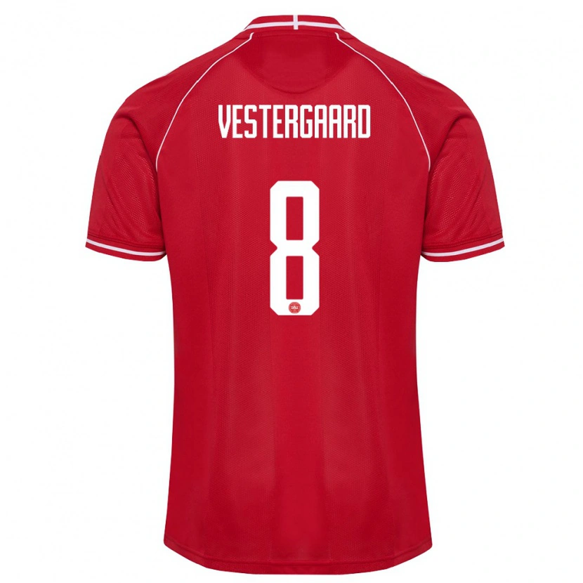 DanxenレディースデンマークFrederik Vestergaard#8赤 白ホームシャツ26-28ジャージーユニフォーム