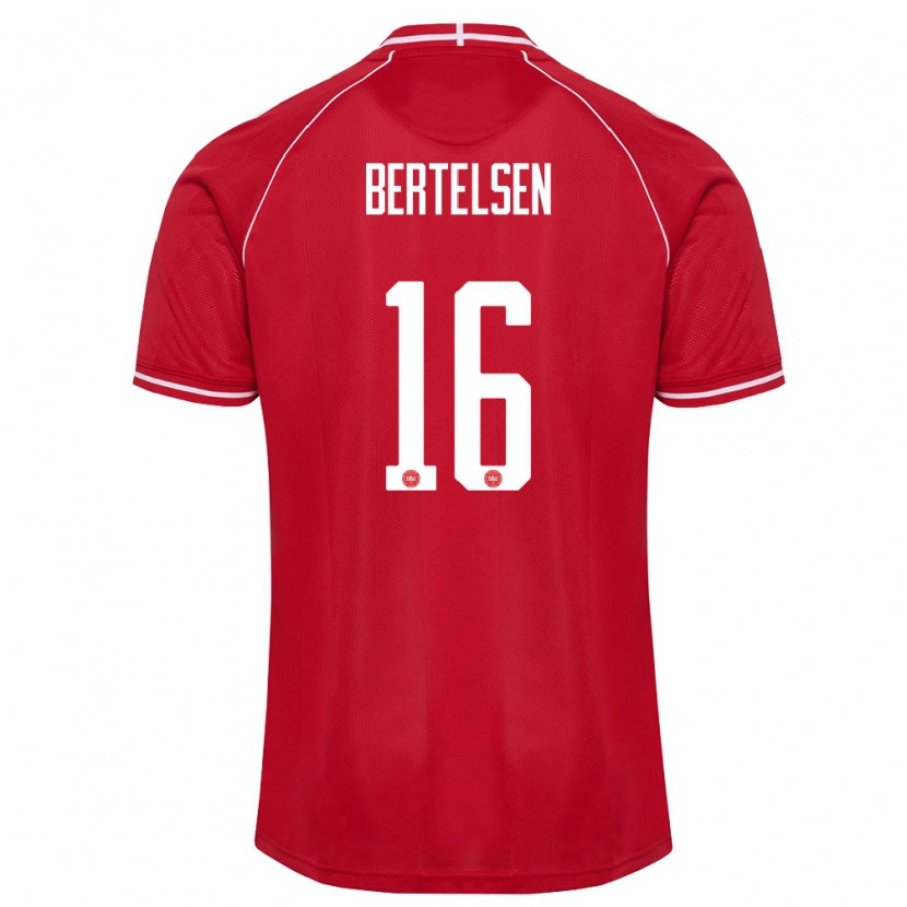 DanxenレディースデンマークVillads Bertelsen#16赤 白ホームシャツ26-28ジャージーユニフォーム