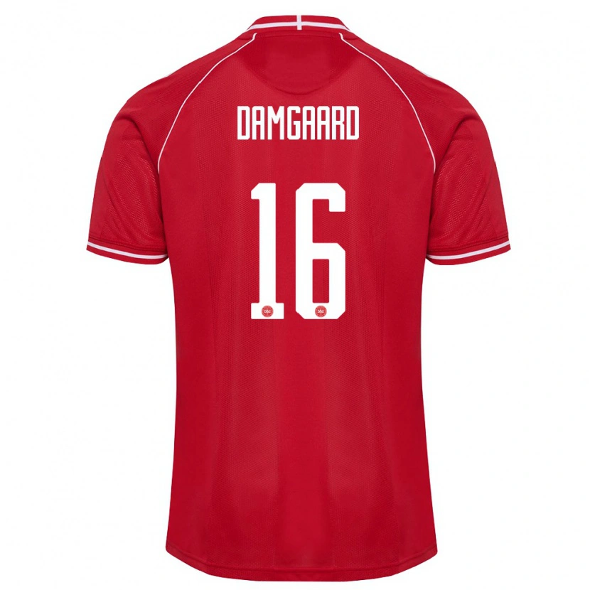 DanxenレディースデンマークWilliam Damgaard#16赤 白ホームシャツ26-28ジャージーユニフォーム