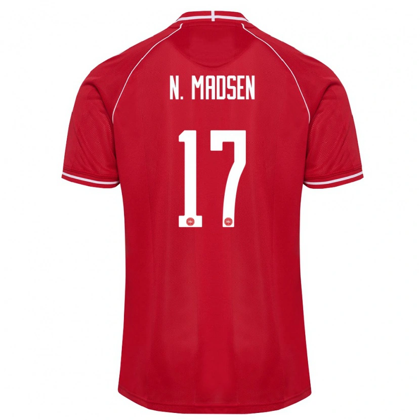 Danxenレディースデンマークニコラス・マーティン・ハウトープ・マドセン#17赤 白ホームシャツ26-28ジャージーユニフォーム