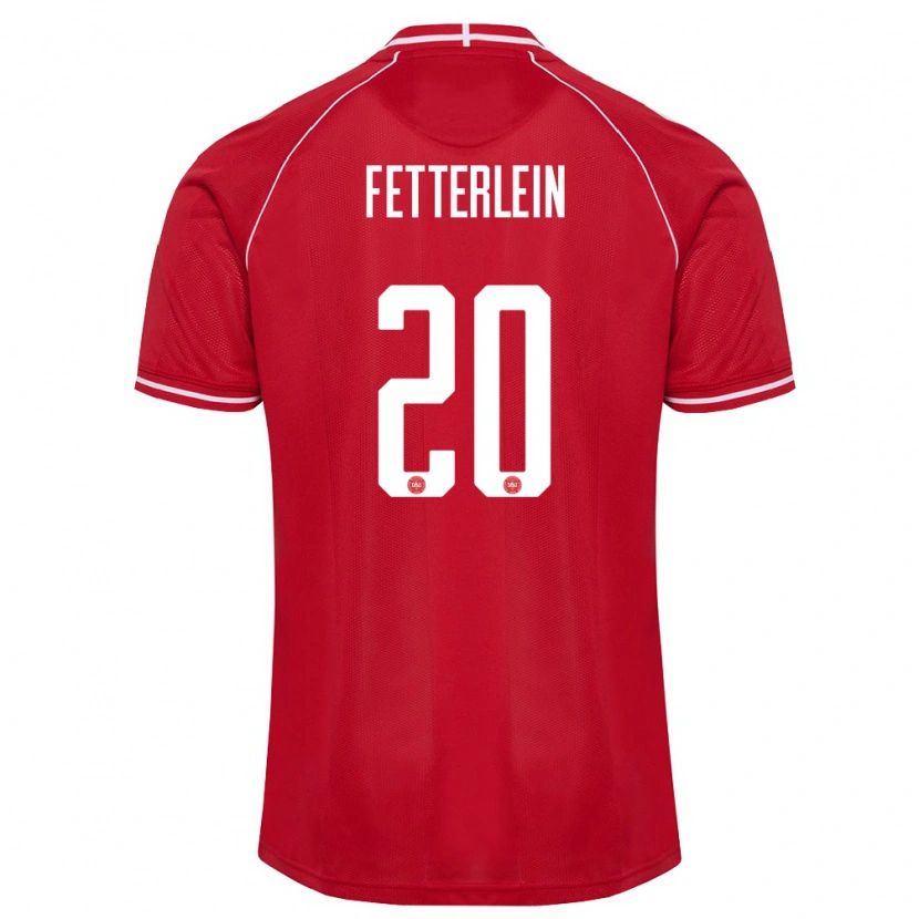 DanxenレディースデンマークSean Fetterlein#20赤 白ホームシャツ26-28ジャージーユニフォーム