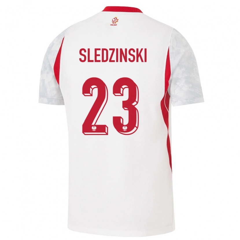 DanxenレディースポーランドEryk Sledzinski#23白 赤 灰ホームシャツ26-28ジャージーユニフォーム