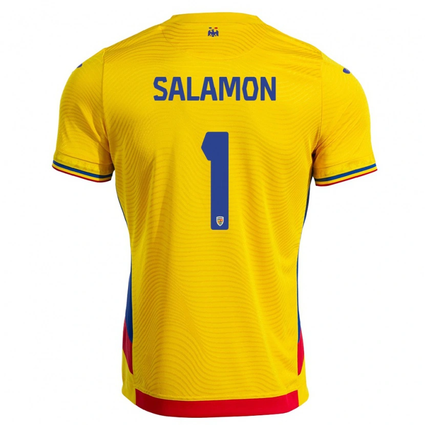DanxenレディースルーマニアSzidonia Salamon#1黄 赤ホームシャツ26-28ジャージーユニフォーム
