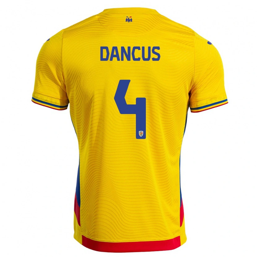 DanxenレディースルーマニアAndrei Dăncuș#4黄 赤ホームシャツ26-28ジャージーユニフォーム