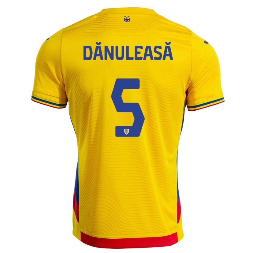 DanxenレディースルーマニアGabriel Dănuleasă#5黄 赤ホームシャツ26-28ジャージーユニフォーム