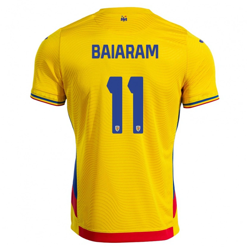 DanxenレディースルーマニアȘtefan Baiaram#11黄 赤ホームシャツ26-28ジャージーユニフォーム