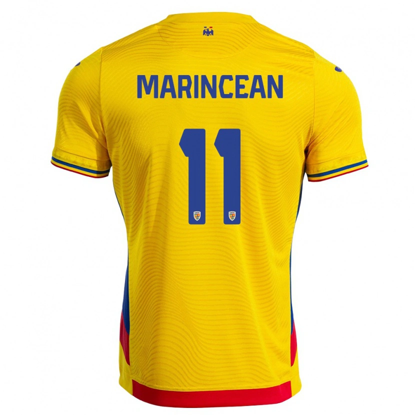 DanxenレディースルーマニアRăzvan Marincean#11黄 赤ホームシャツ26-28ジャージーユニフォーム