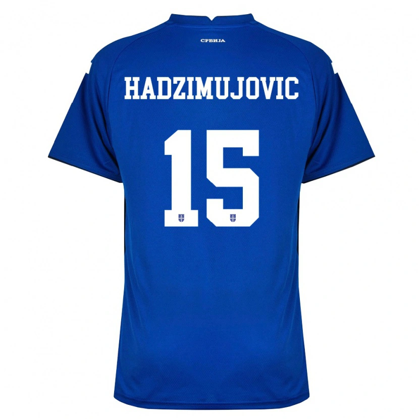 DanxenレディースセルビアAhmed Hadzimujovic#15紺 赤ホームシャツ26-28ジャージーユニフォーム