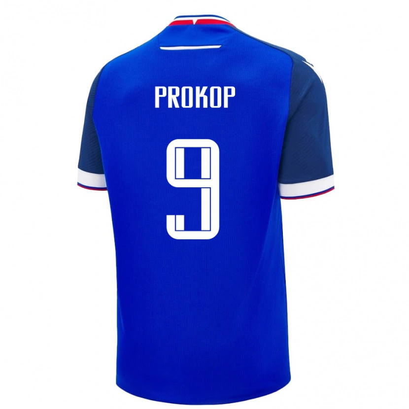 DanxenレディーススロバキアLukas Prokop#9青 白ホームシャツ26-28ジャージーユニフォーム