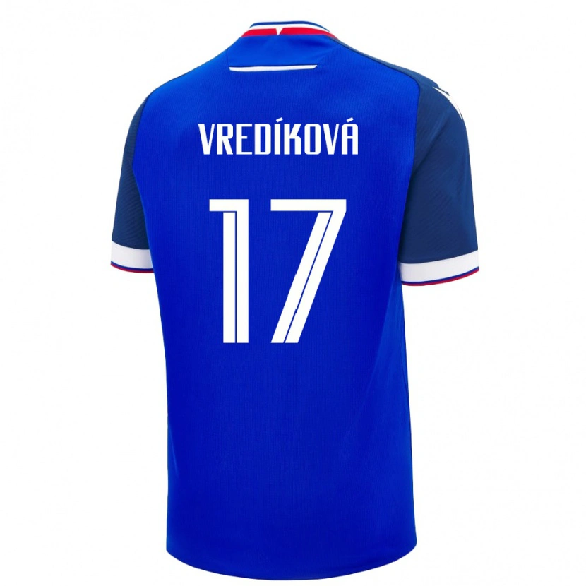 DanxenレディーススロバキアKatarína Vredíková#17青 白ホームシャツ26-28ジャージーユニフォーム