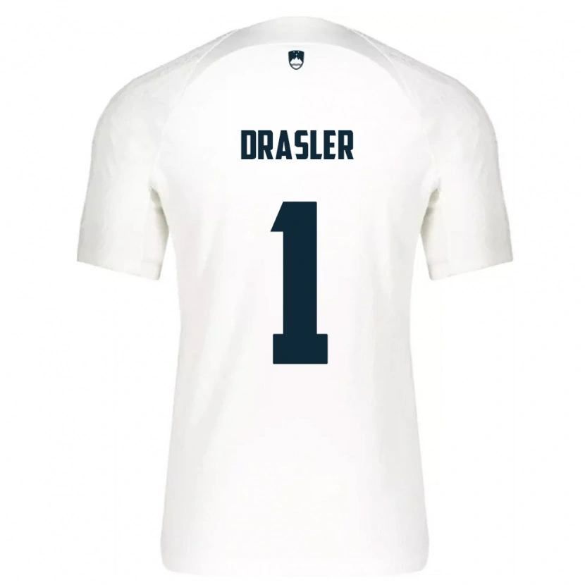 DanxenレディーススロベニアIztok Drasler#1白 青ホームシャツ26-28ジャージーユニフォーム