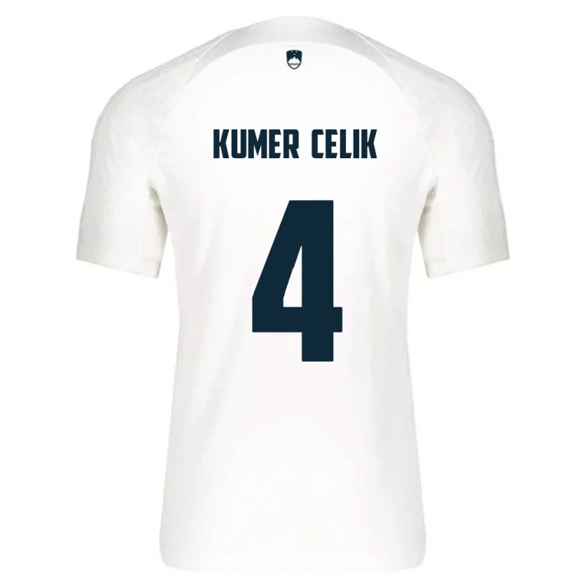 DanxenレディーススロベニアAn Kumer Celik#4白 青ホームシャツ26-28ジャージーユニフォーム