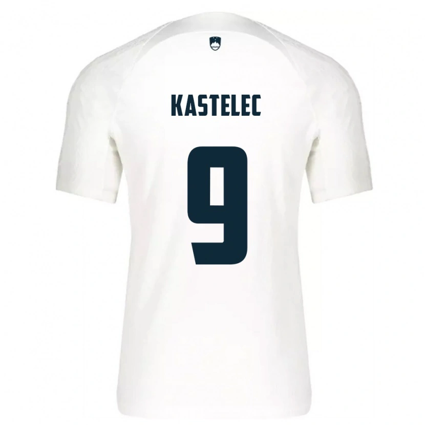 DanxenレディーススロベニアMirjam Kastelec#9白 青ホームシャツ26-28ジャージーユニフォーム
