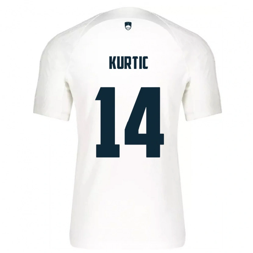 Danxenレディーススロベニアヤスミン・クルティッチ#14白 青ホームシャツ26-28ジャージーユニフォーム