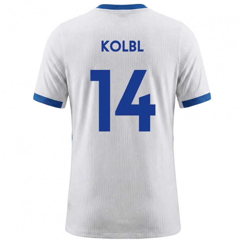 DanxenレディーススロベニアŠpela Kolbl#14白 青ホームシャツ26-28ジャージーユニフォーム