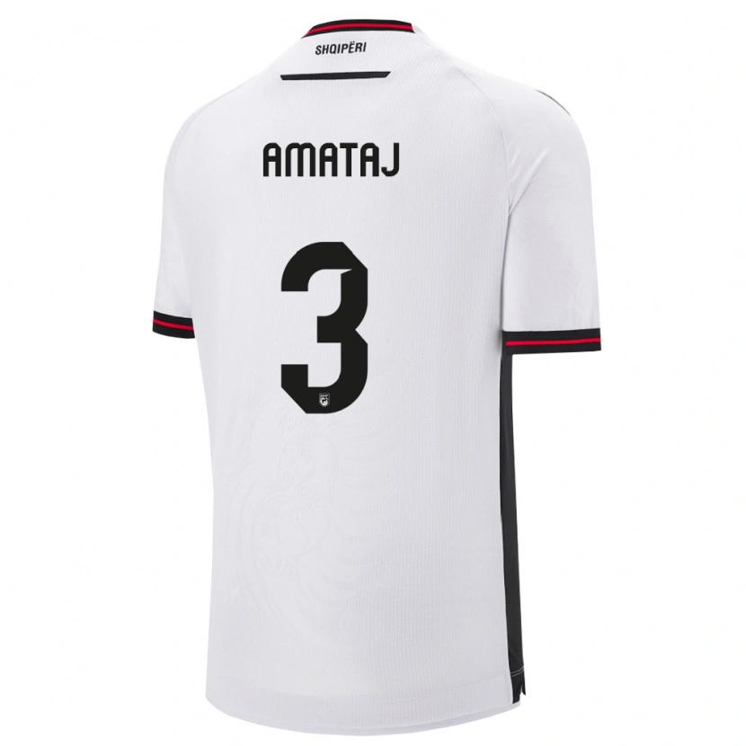 DanxenレディースアルバニアSebastian Amataj#3白 黒アウェイシャツ26-28ジャージーユニフォーム