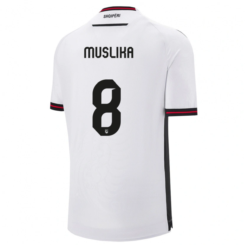 DanxenレディースアルバニアArmend Muslika#8白 黒アウェイシャツ26-28ジャージーユニフォーム