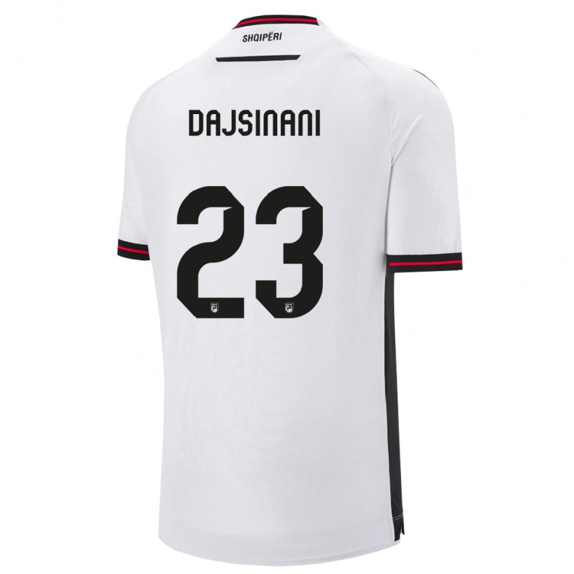 Danxenレディースアルバニアマリオ・ダイシナニ#23白 黒アウェイシャツ26-28ジャージーユニフォーム