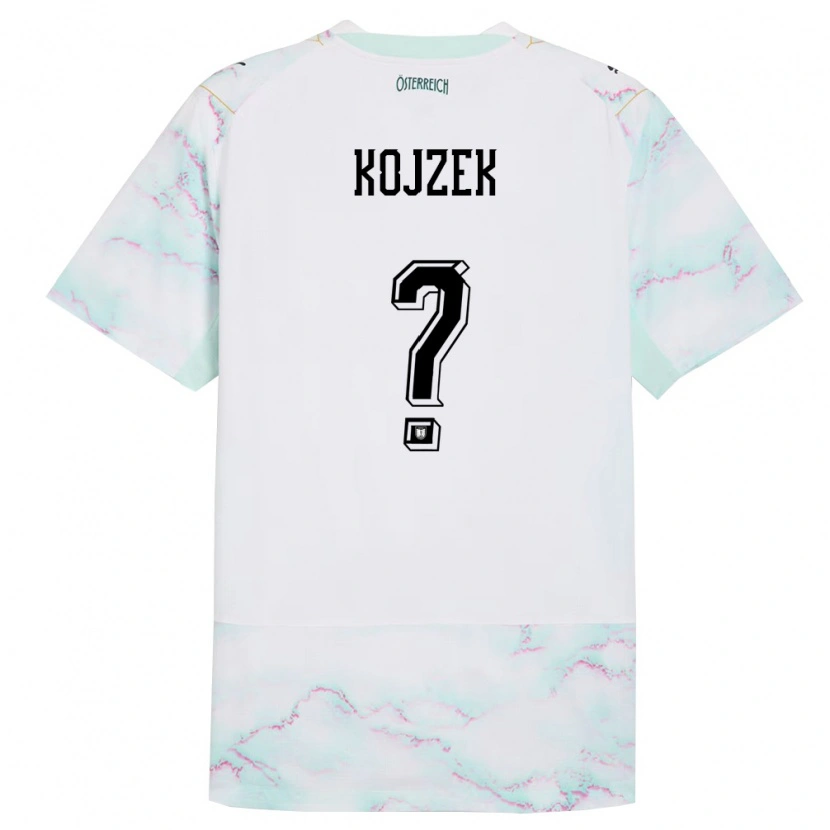 DanxenレディースオーストリアErik Kojzek#0白 緑 金アウェイシャツ26-28ジャージーユニフォーム