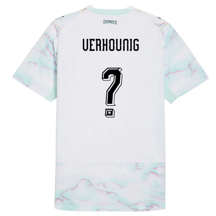 DanxenレディースオーストリアPhillip Verhounig#0白 緑 金アウェイシャツ26-28ジャージーユニフォーム